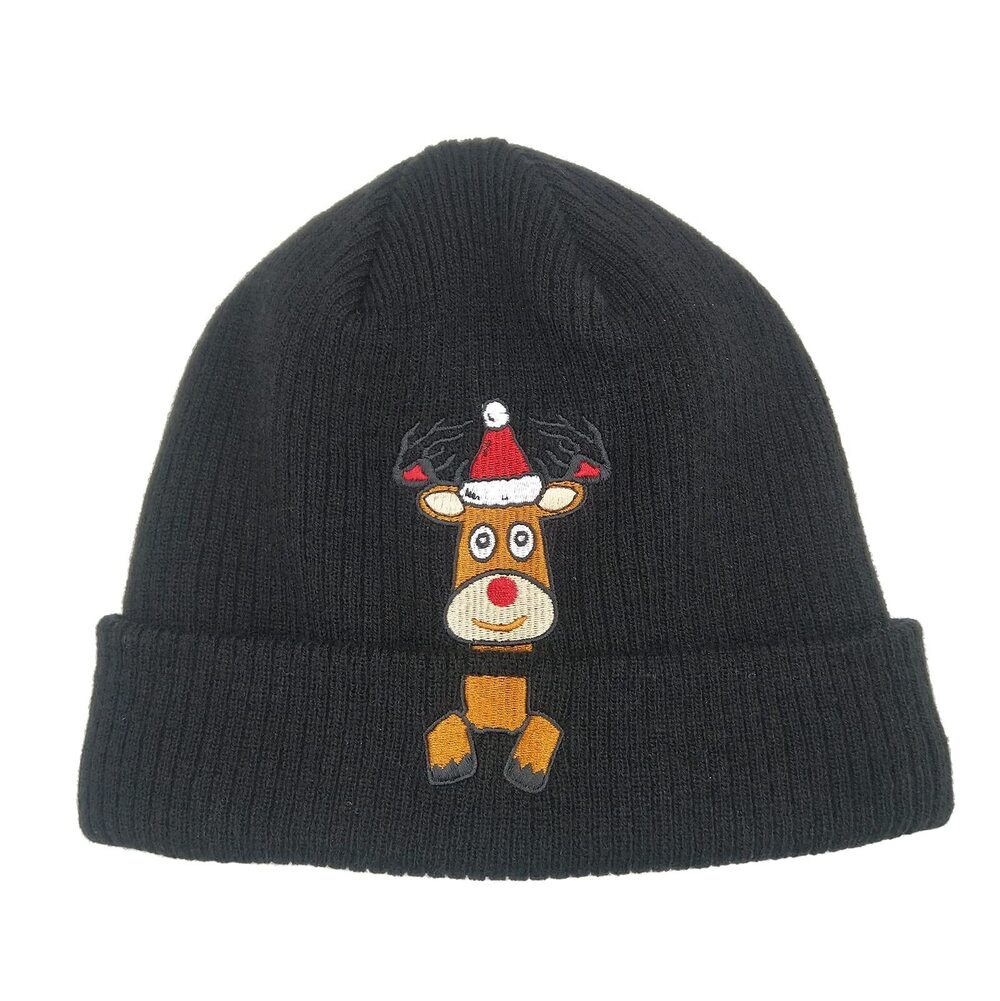 2687 Reindeer Knit Hat Beanie Decoration Winter Warm Cute Animal Embroidery